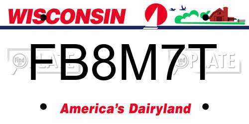 FB8M7T Wisconsin License Plate