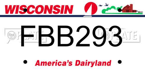 FBB293 Wisconsin License Plate
