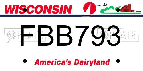 FBB793 Wisconsin License Plate