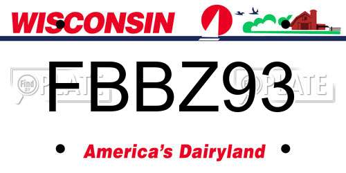 FBBZ93 Wisconsin License Plate