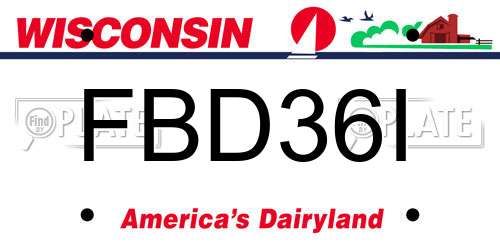 FBD36I Wisconsin License Plate