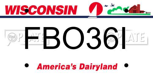 FBO36I Wisconsin License Plate