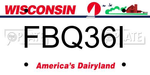FBQ36I Wisconsin License Plate