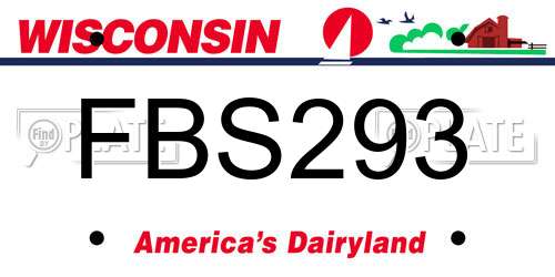 FBS293 Wisconsin License Plate