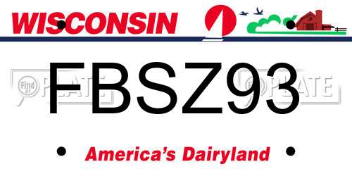 FBSZ93 Wisconsin License Plate