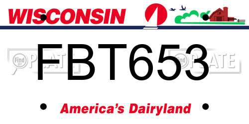FBT653 Wisconsin License Plate