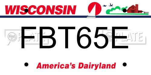 FBT65E Wisconsin License Plate
