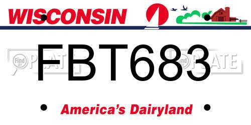 FBT683 Wisconsin License Plate