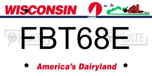 FBT68E Wisconsin License Plate