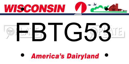 FBTG53 Wisconsin License Plate