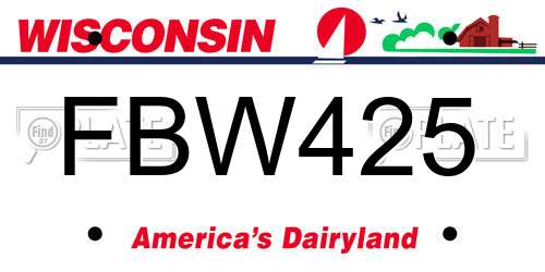 FBW425 Wisconsin License Plate
