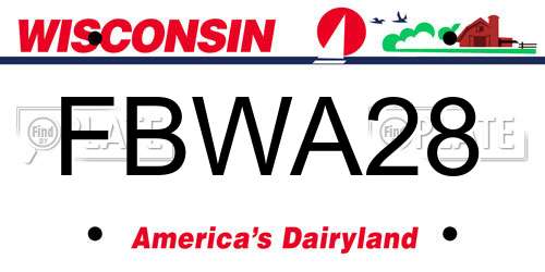FBWA28 Wisconsin License Plate