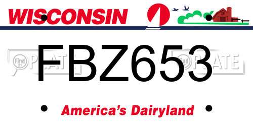 FBZ653 Wisconsin License Plate