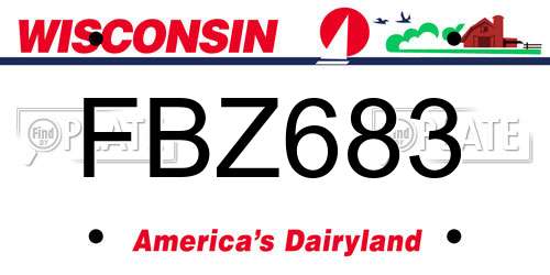 FBZ683 Wisconsin License Plate