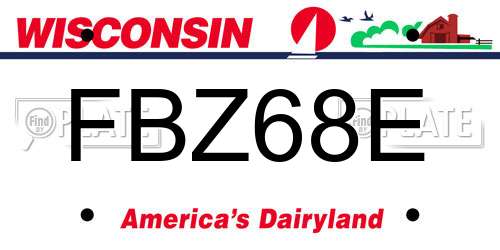 FBZ68E Wisconsin License Plate