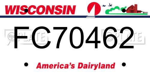 FC70462 Wisconsin License Plate