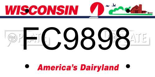 FC9898 Wisconsin License Plate