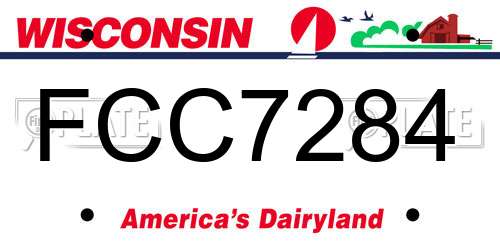 FCC7284 Wisconsin License Plate