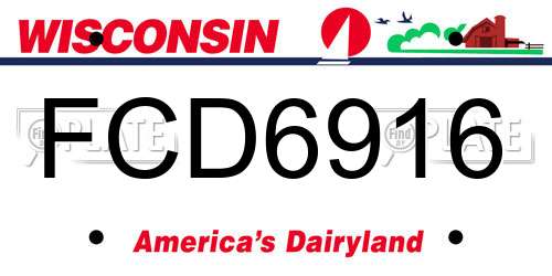 FCD6916 Wisconsin License Plate