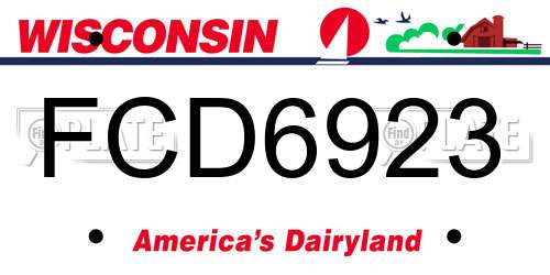 FCD6923 Wisconsin License Plate