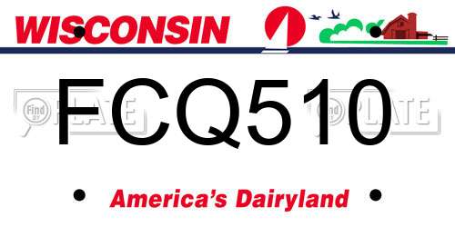 FCQ510 Wisconsin License Plate