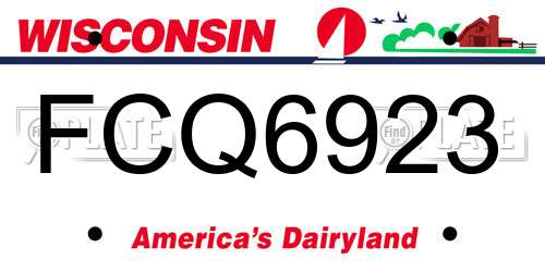 FCQ6923 Wisconsin License Plate