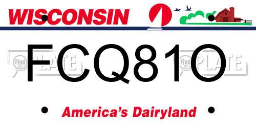 FCQ81O Wisconsin License Plate