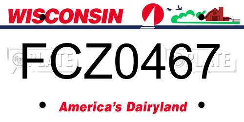 FCZ0467 Wisconsin License Plate
