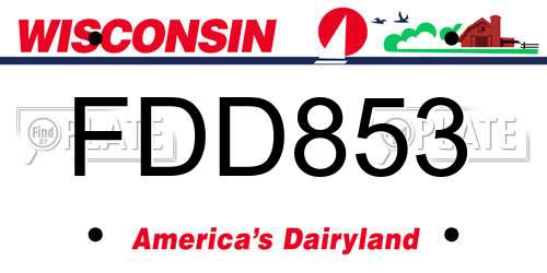 FDD853 Wisconsin License Plate
