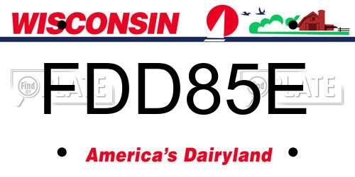 FDD85E Wisconsin License Plate