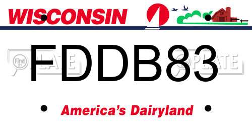 FDDB83 Wisconsin License Plate