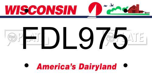 FDL975 Wisconsin License Plate