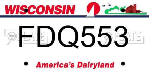 FDQ553 Wisconsin License Plate