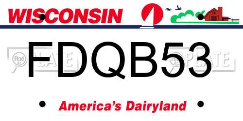 FDQB53 Wisconsin License Plate