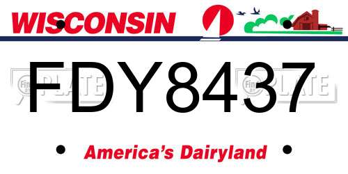 FDY8437 Wisconsin License Plate