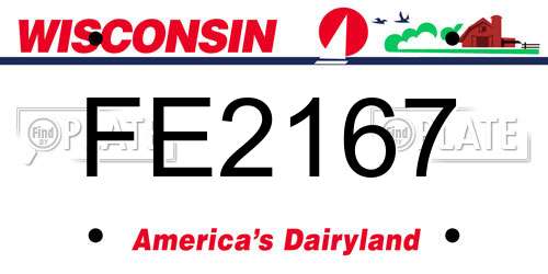 FE2167 Wisconsin License Plate