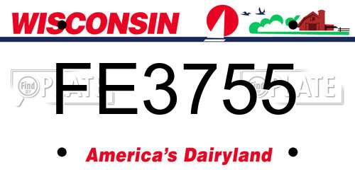 FE3755 Wisconsin License Plate