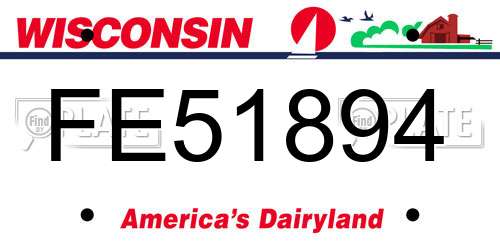 FE51894 Wisconsin License Plate