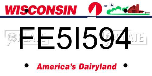 FE5I594 Wisconsin License Plate