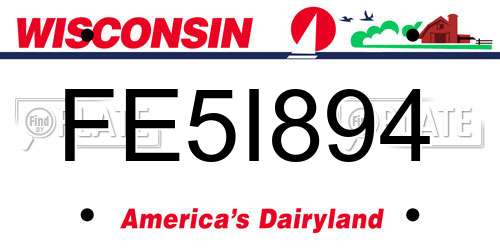 FE5I894 Wisconsin License Plate