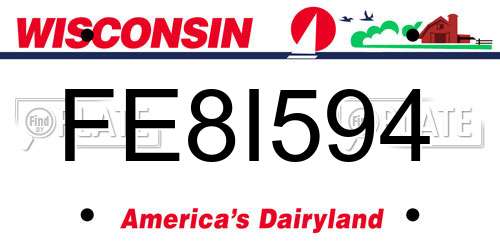 FE8I594 Wisconsin License Plate