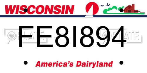 FE8I894 Wisconsin License Plate