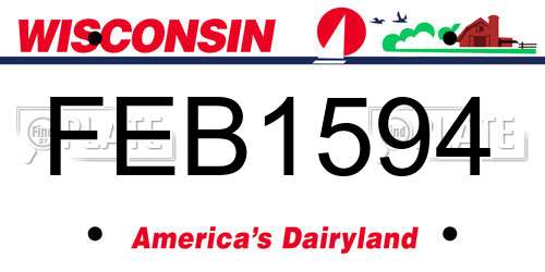 FEB1594 Wisconsin License Plate