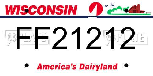 FF21212 Wisconsin License Plate
