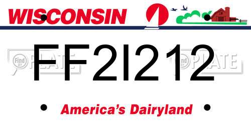 FF2I212 Wisconsin License Plate