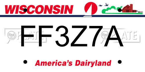 FF3Z7A Wisconsin License Plate