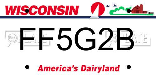 FF5G2B Wisconsin License Plate