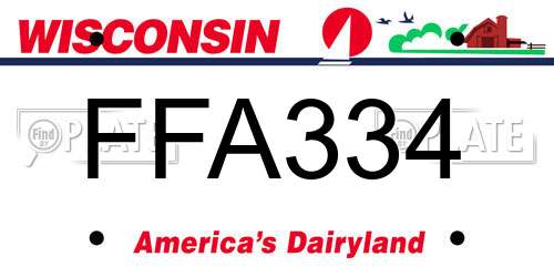 FFA334 Wisconsin License Plate