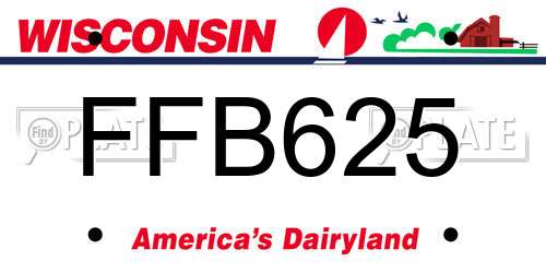 FFB625 Wisconsin License Plate