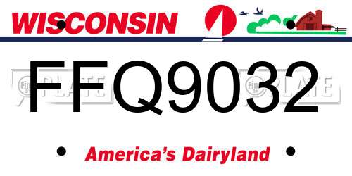FFQ9032 Wisconsin License Plate